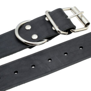 Alac Läderhalsband Svart Bredd 4cm