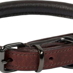 Catago Läderhalsband rundsytt Brun L cm