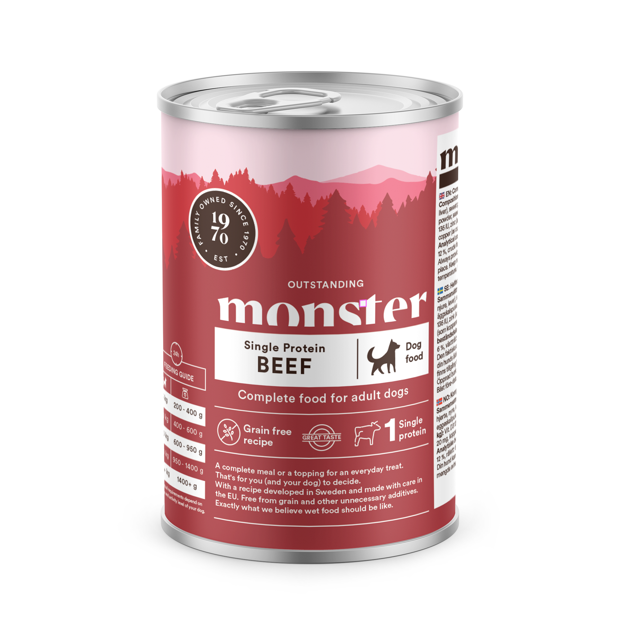 Monster dog wet canned food single protein beef 400 g
