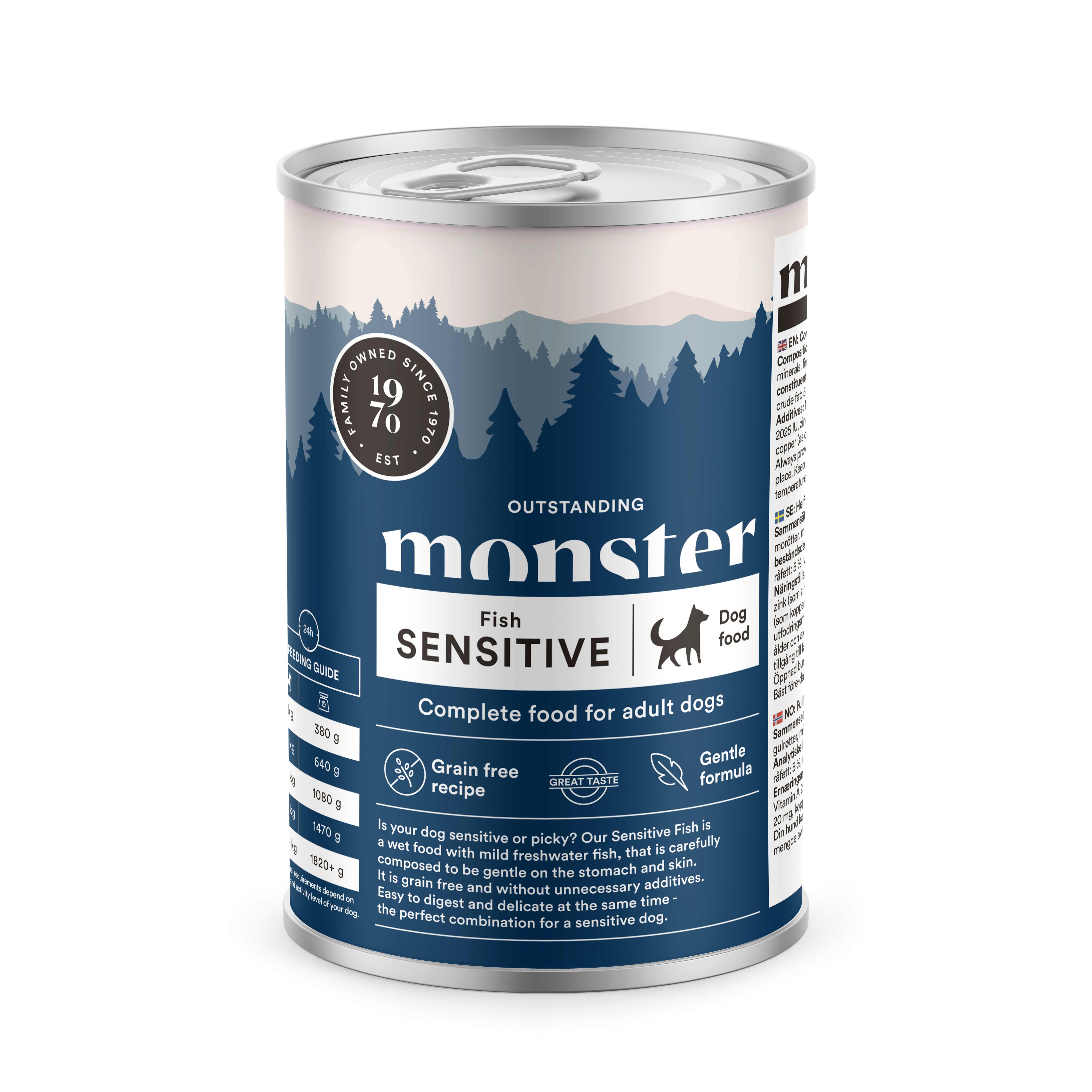 Monster Dog Adult Sensitive-Fish-Burk-400g-stallbyggen